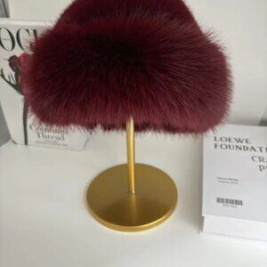 2/$30 Faux Fur Mink Wine Red OS Hat Brimless Plush Fluffy Skiing Warm
